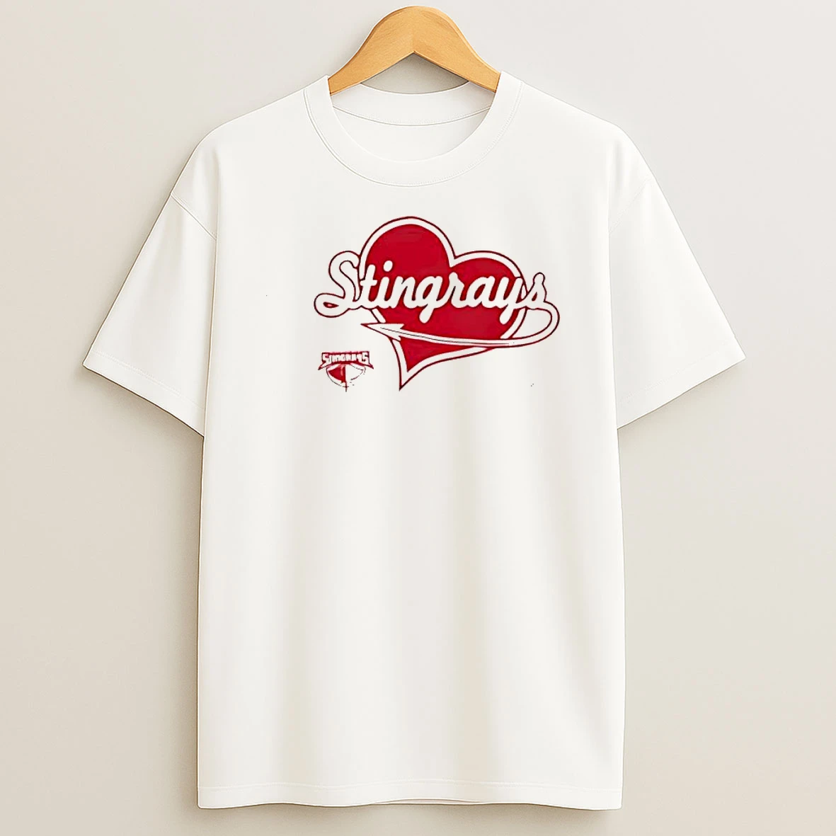 Stingrays Red Heart Tail Logo Sports Team Shirts