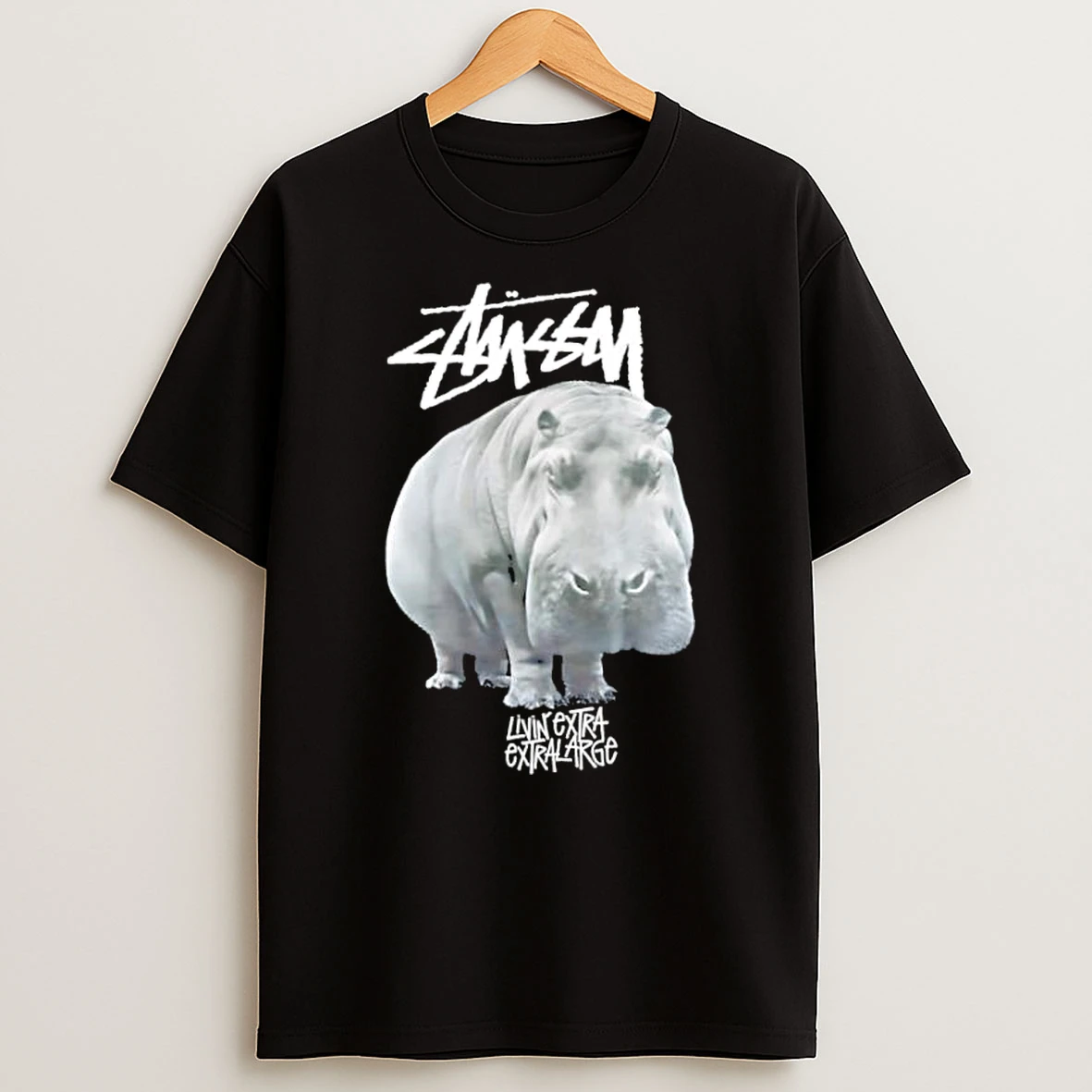 Stussy Logo Hippo Livin Extra Extra Large Streetwear Shirts