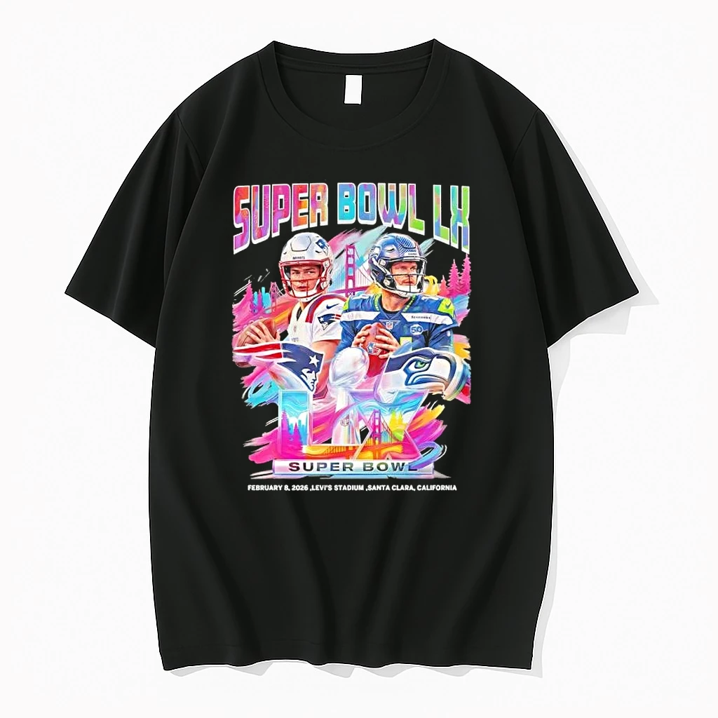 Super Bowl Lx New England Patriots Vs Seattle Seahawks Football Colors Graphic Shirts