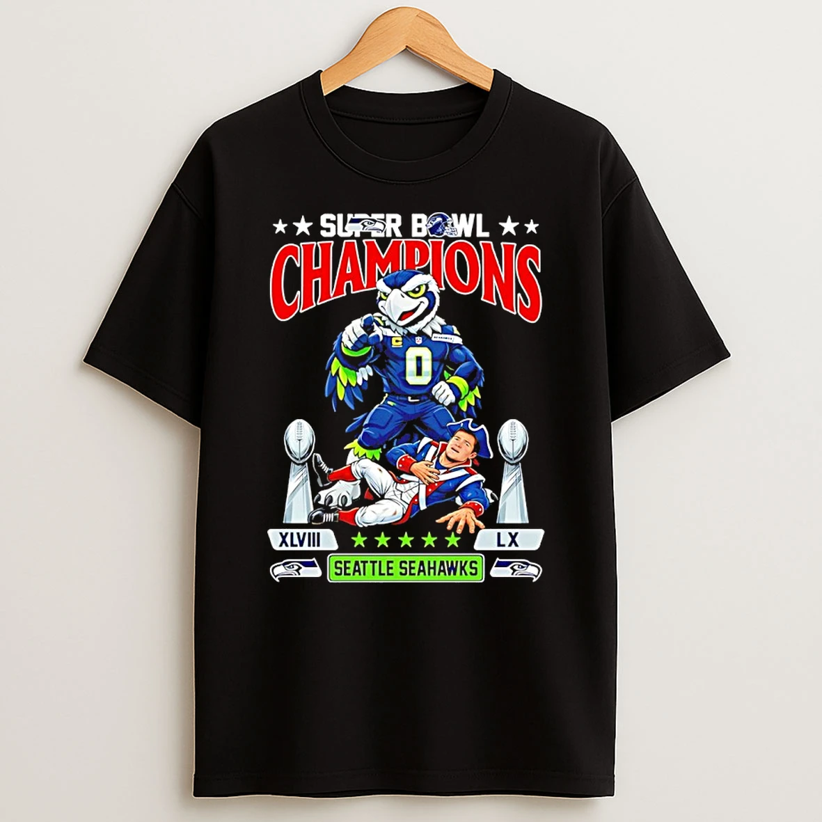 Super Bowl Champions Seattle Seahawks Xlviii Lx Mascot Shirts