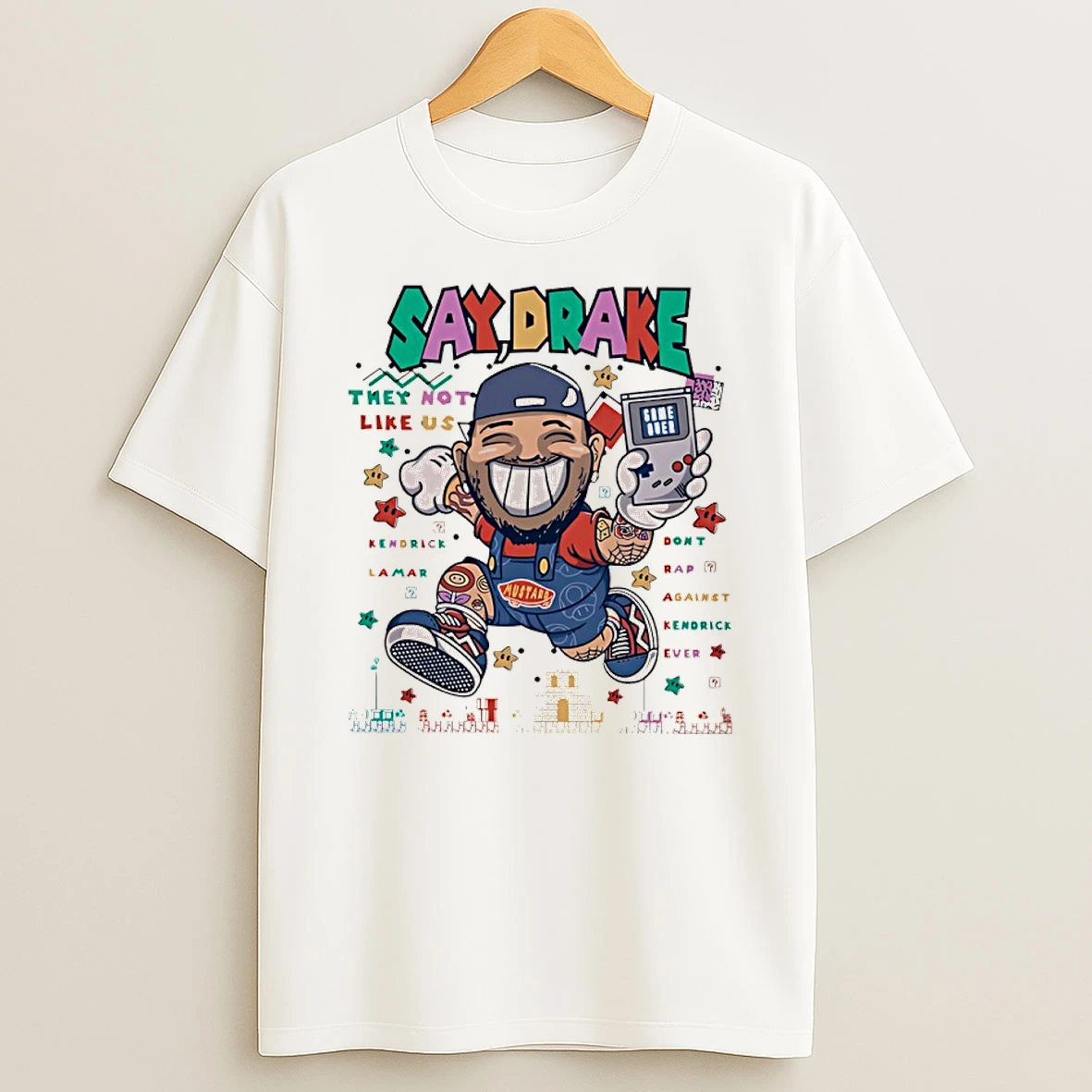 Super Mario X Kendrick Lamar Say Drake They Not Like Us Funny Shirts