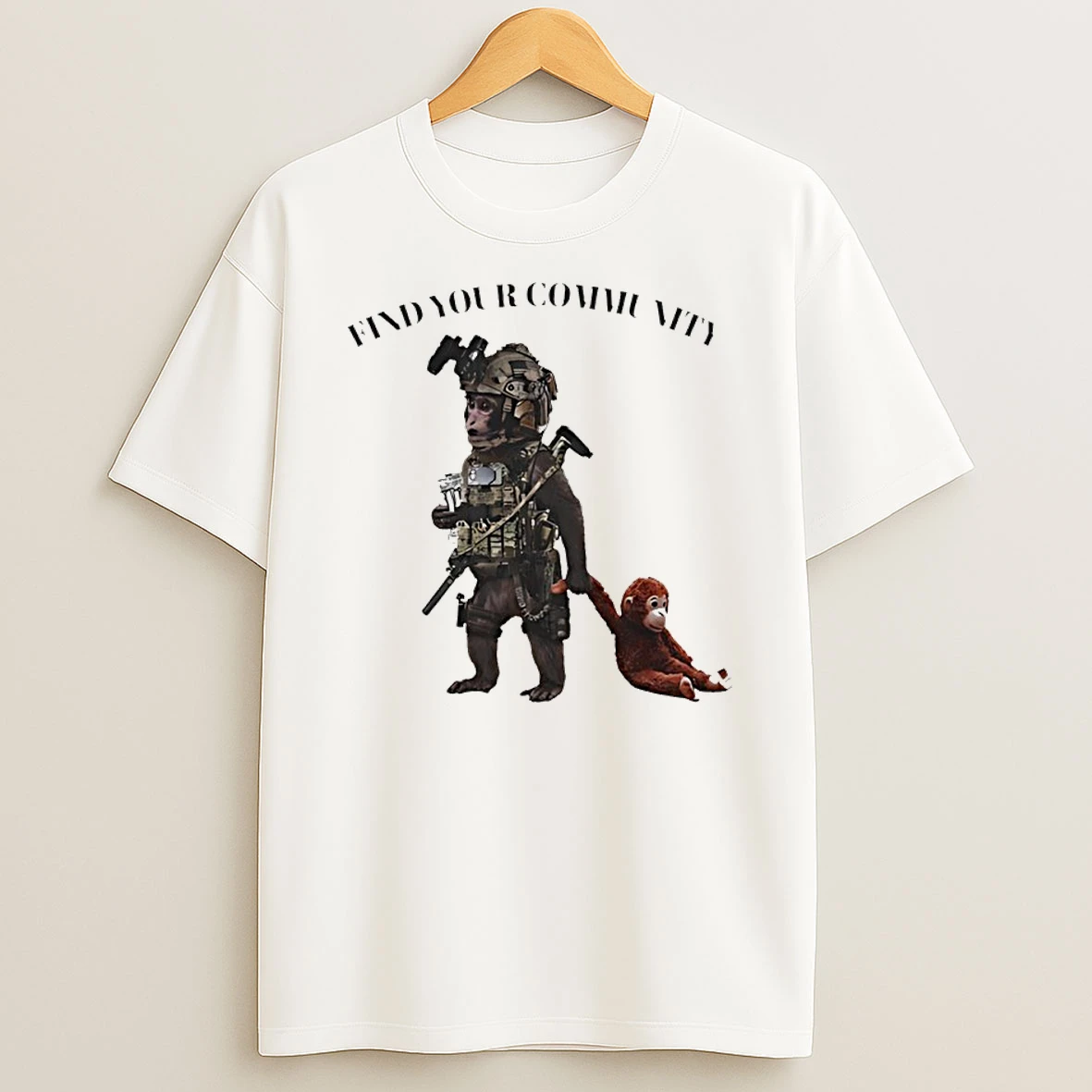 Tactical Punch The Monkey Find Your Community Graphic Shirts