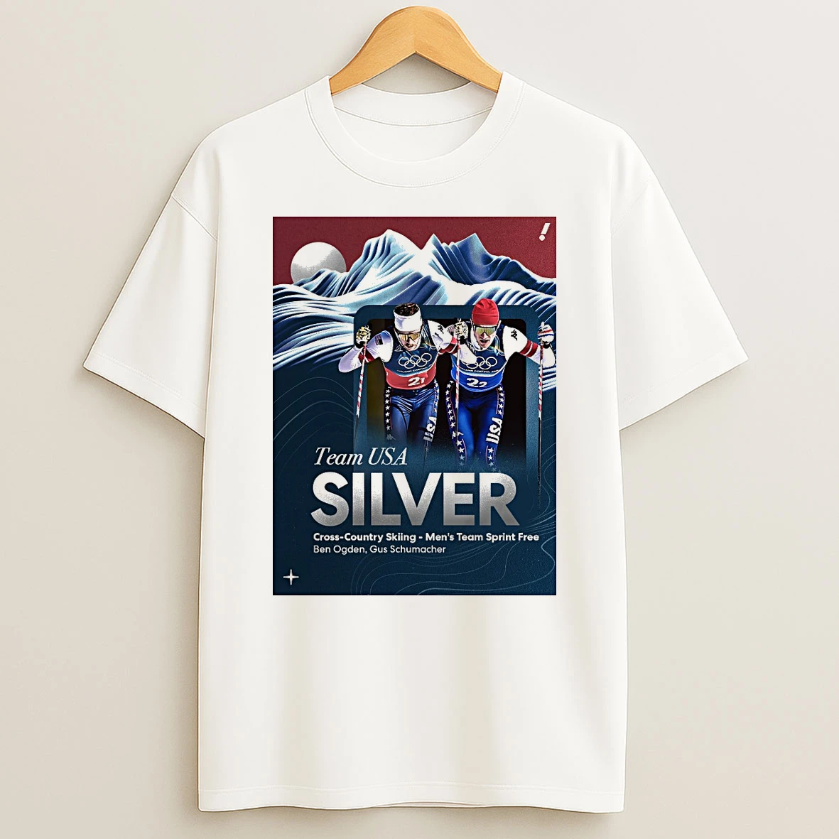 Team Usas Ben Ogden And Gus Schumacher Silver Medal 2026 Winter Oiympics Shirts