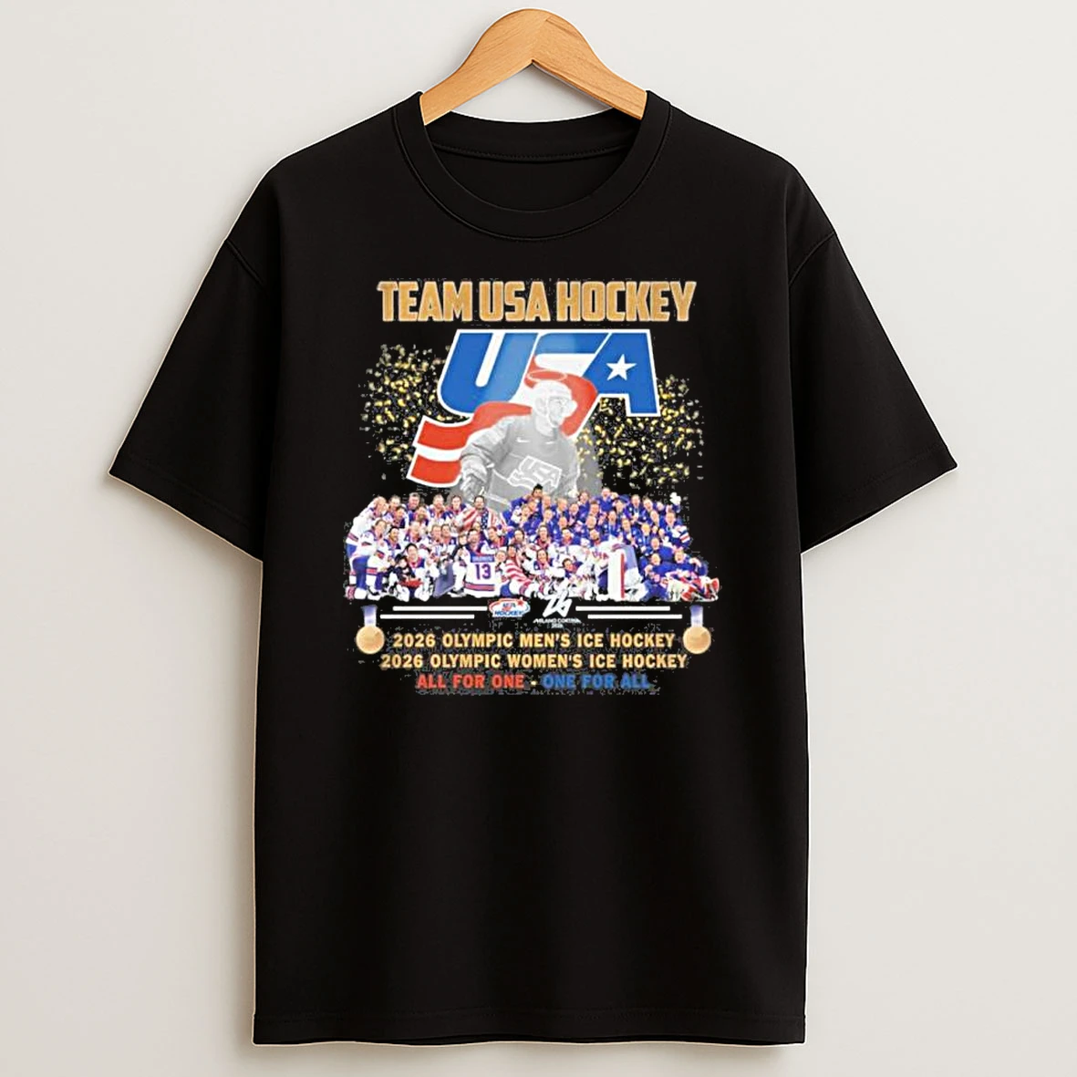 Team Usa Hockey Mens And Womans Champions All For One One For All Shirts