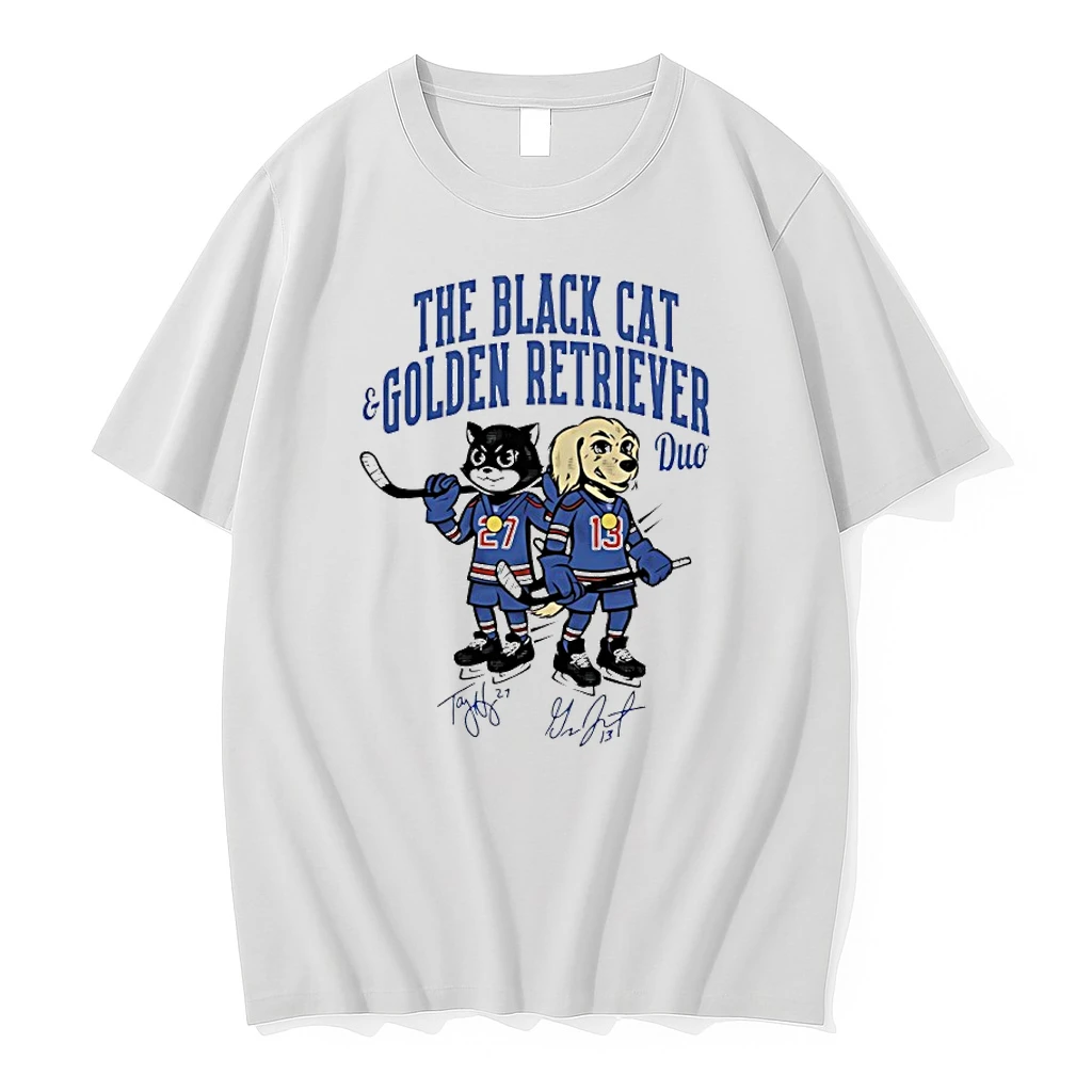 The Duo Gold Black Cat And Golden Retriever Signatures Shirts