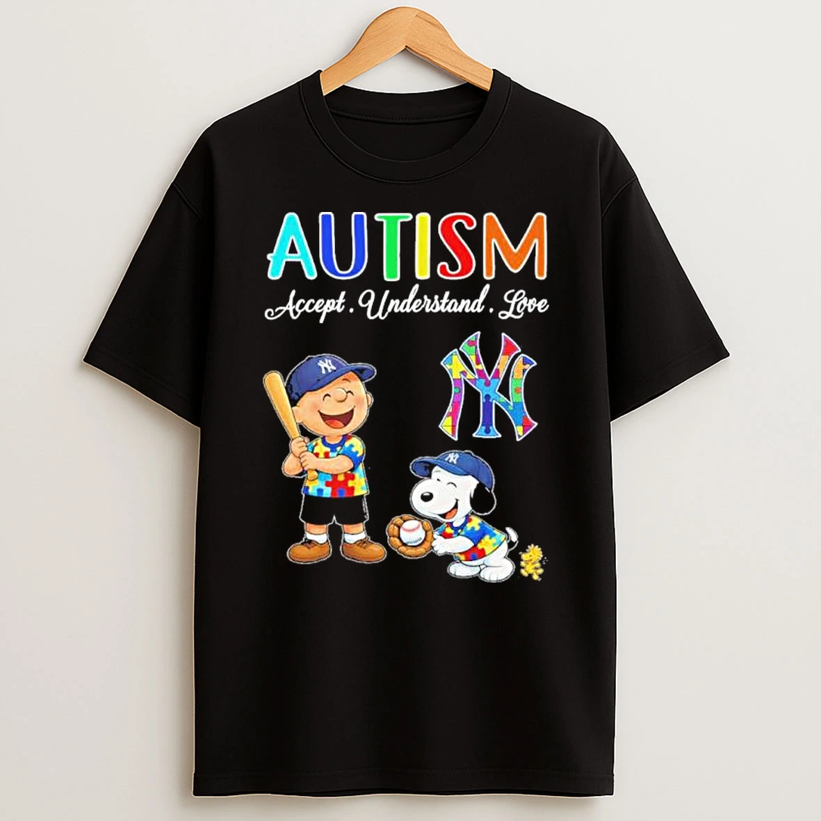 The Peanuts X New York Yankees Autism Accept Understand Love Shirts