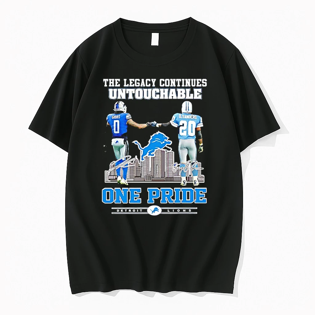 The Legacy Continues Untouchable One Pride Barry Sanders And Charlie Gibbs Detroit Lions Shirts