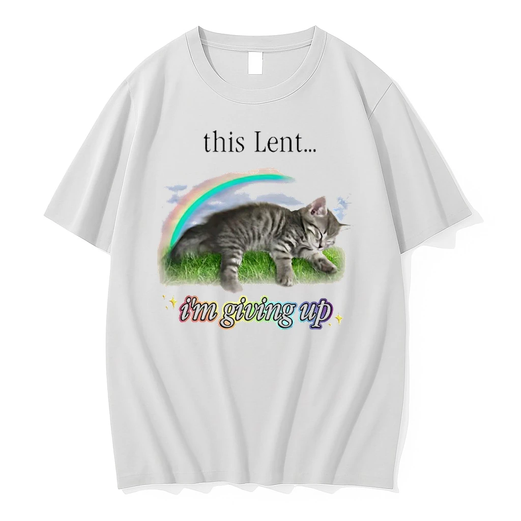 This Lent Im Giving Up Cat Rainbow Graphic Shirts