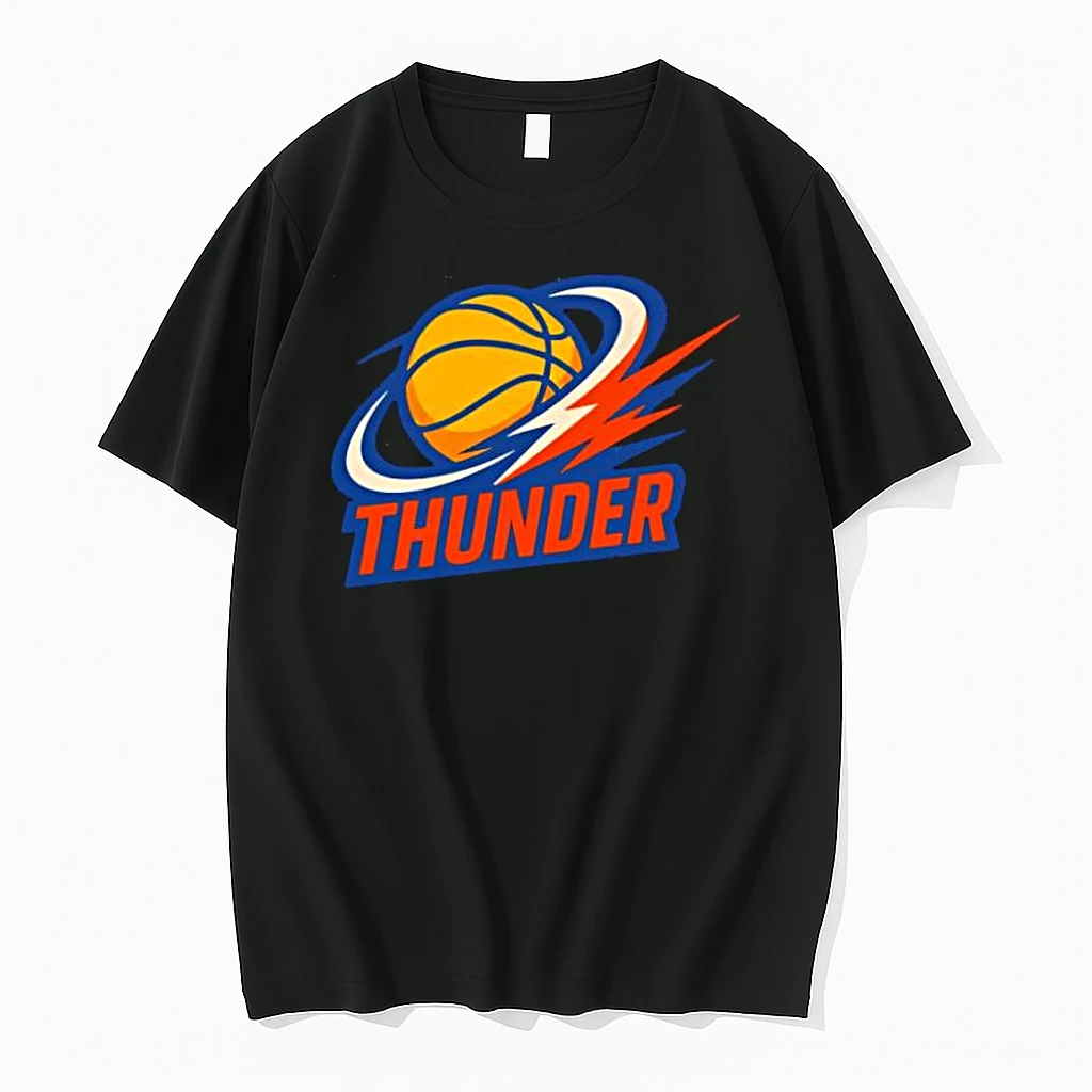 Thunder Basketball Lightning Bolt Orange And Navy Logo Shirts
