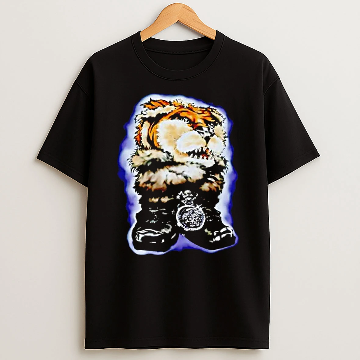 Tiger Head Furry Animal Face With Skull Shirts