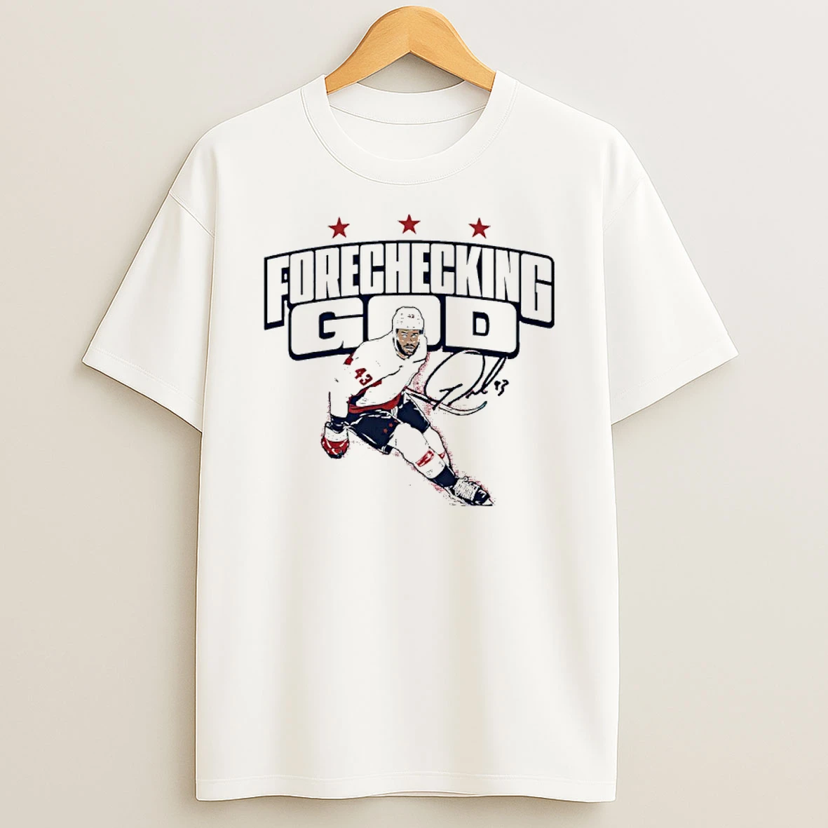 Tom Wilson Washington Capitals Forechecking God Signature Shirts