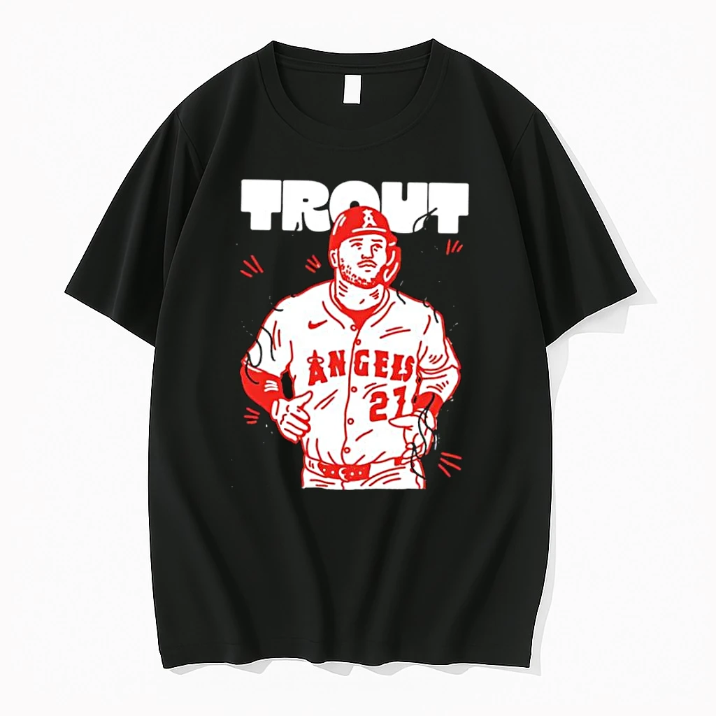 Trout Angels 27 Baseball Player Sport Illustration Shirts