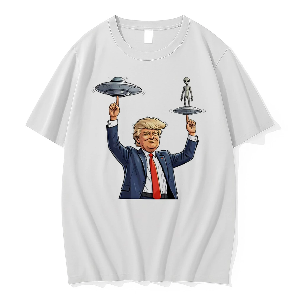 Trump Balancing Alien And Ufo Spinner Cartoon Shirts