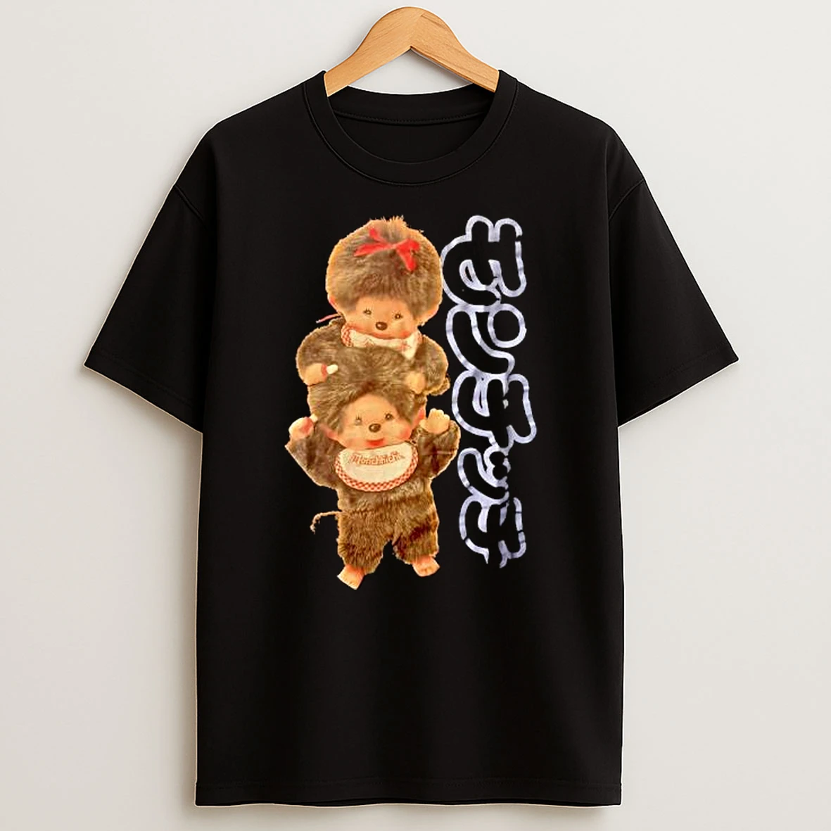 Two Monchhichi Monkeys Sitting On Shoulders Bib Vintage Shirts