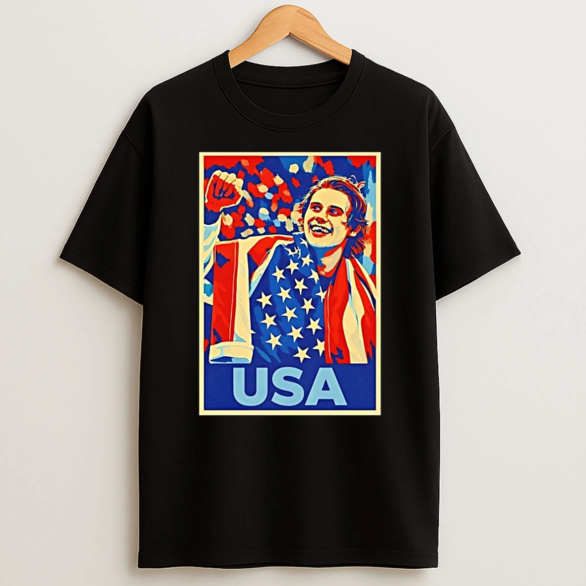 U S Hockeys Jack Hughes Olympic Gold Vintage Shirts