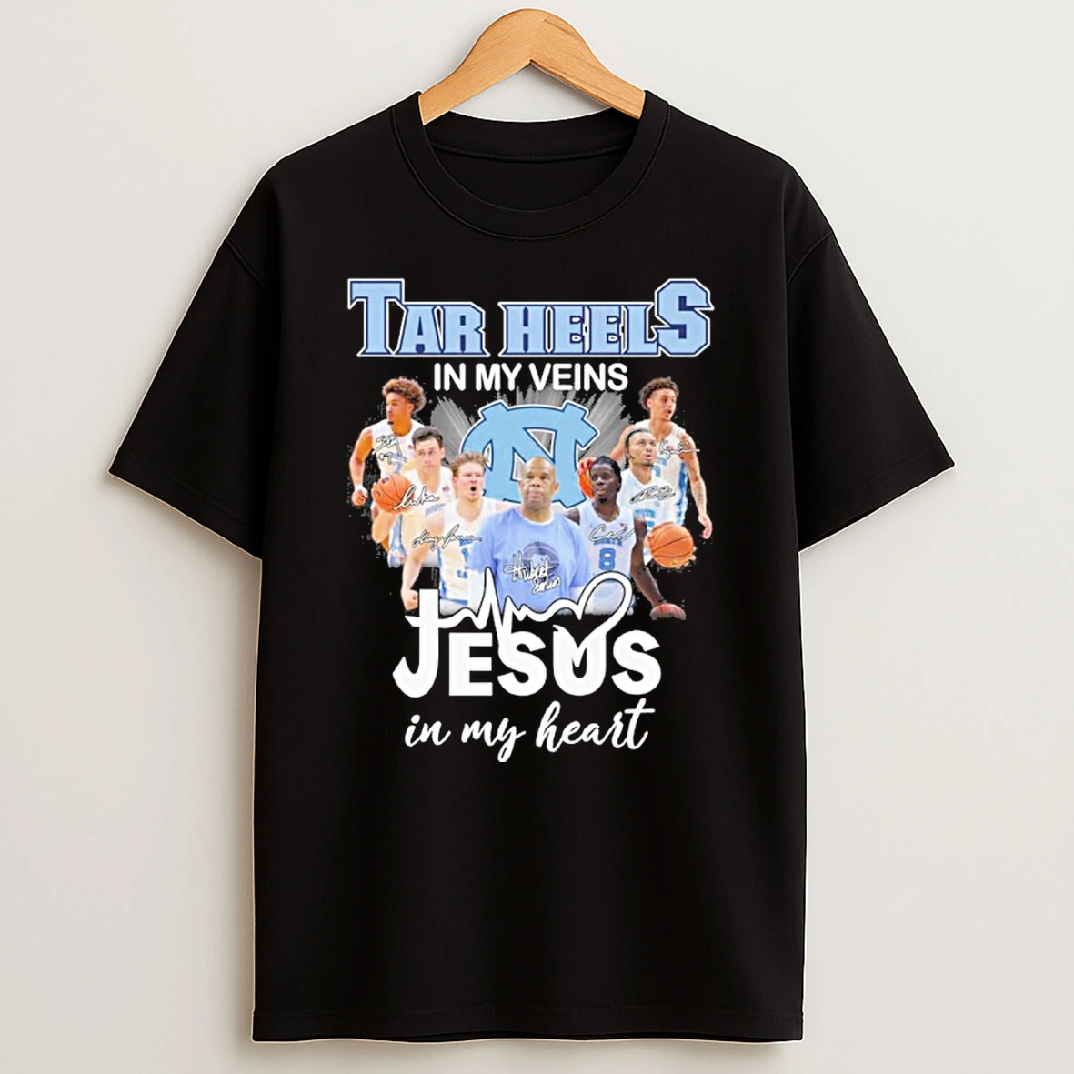 Unc Mens Basketball In My Veins Jesus In My Heart Shirts