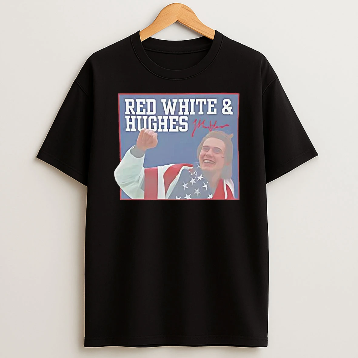 Usa Hockey Red White And Jack Hughes Signature Shirts