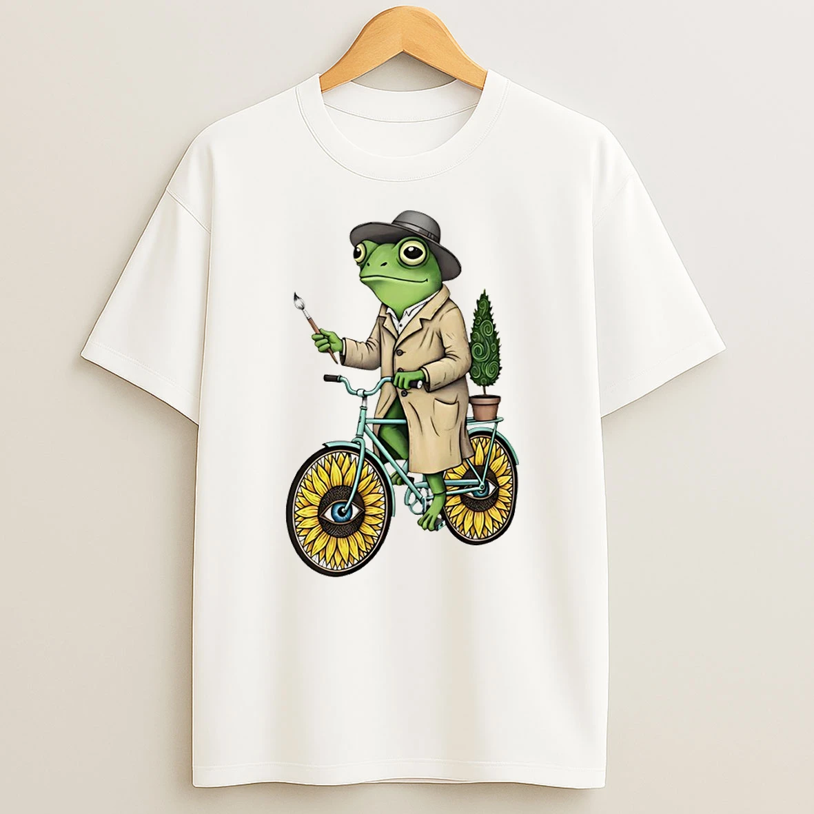 Van Gogh Frog Cyclist Cartoon Shirts