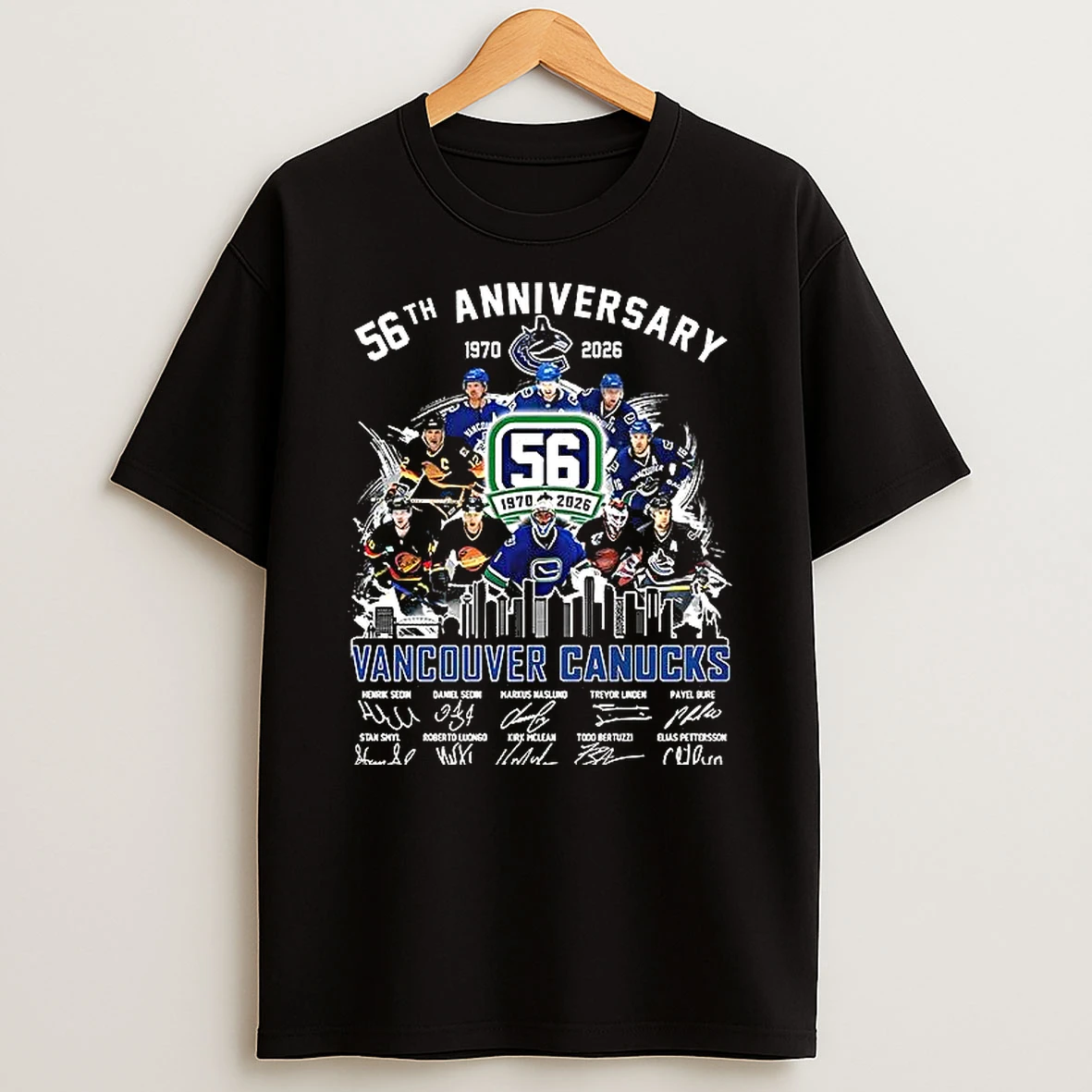 Vancouver Canucks Nhl 56th Anniversary Thank You For The Memories Player College Name Signature Woman Shirts