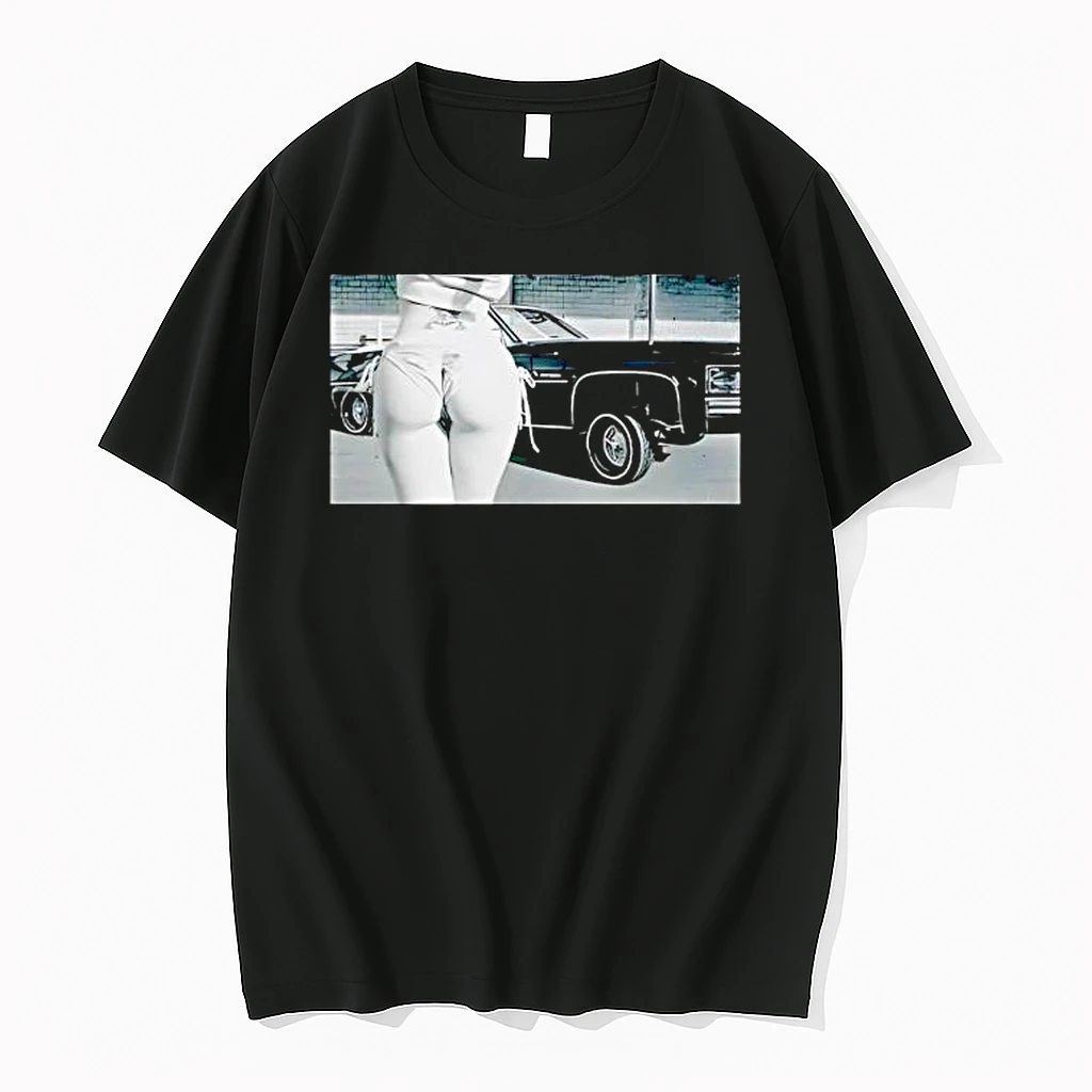 Vintage Lowrider Car Girl Bikini Back View Graphic Shirts