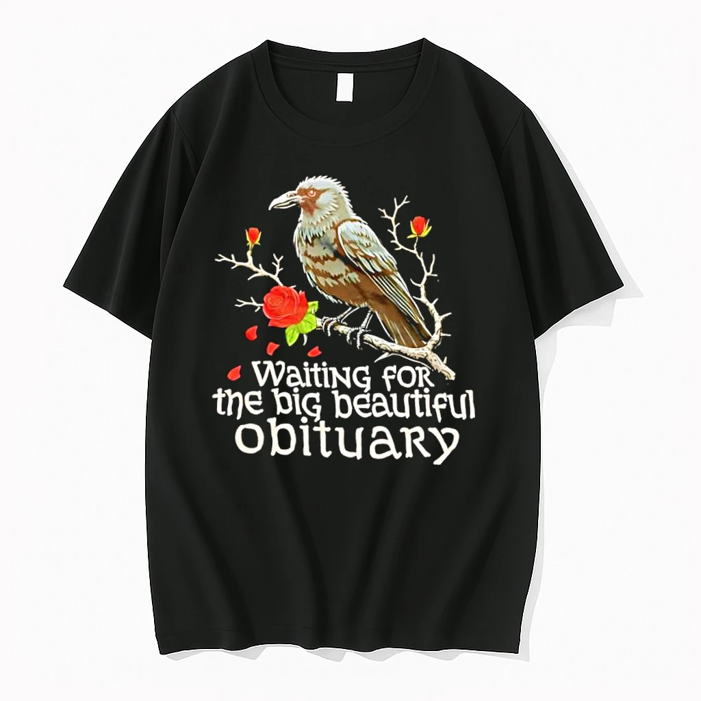 Waiting For The Big Beautiful Obituary Crow And Roses Shirts