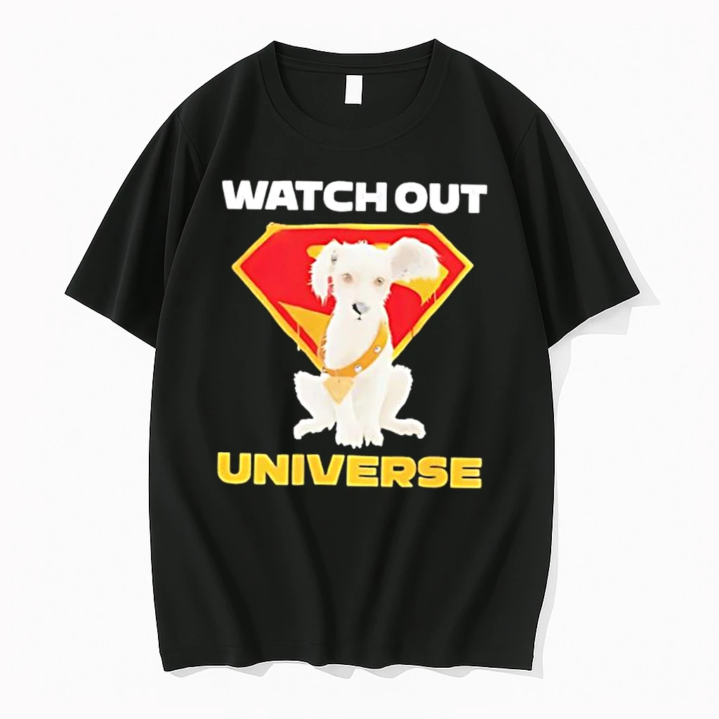 Watch Out Universe White Super Hero Puppy Dog Shirts