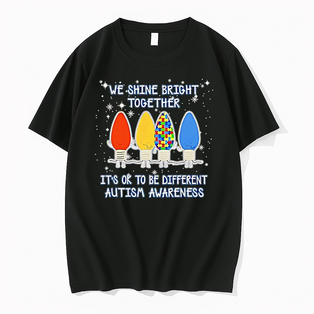 We Shine Bright Together Its Ok To Be Different Autism Awareness Christmas Autism Shirts
