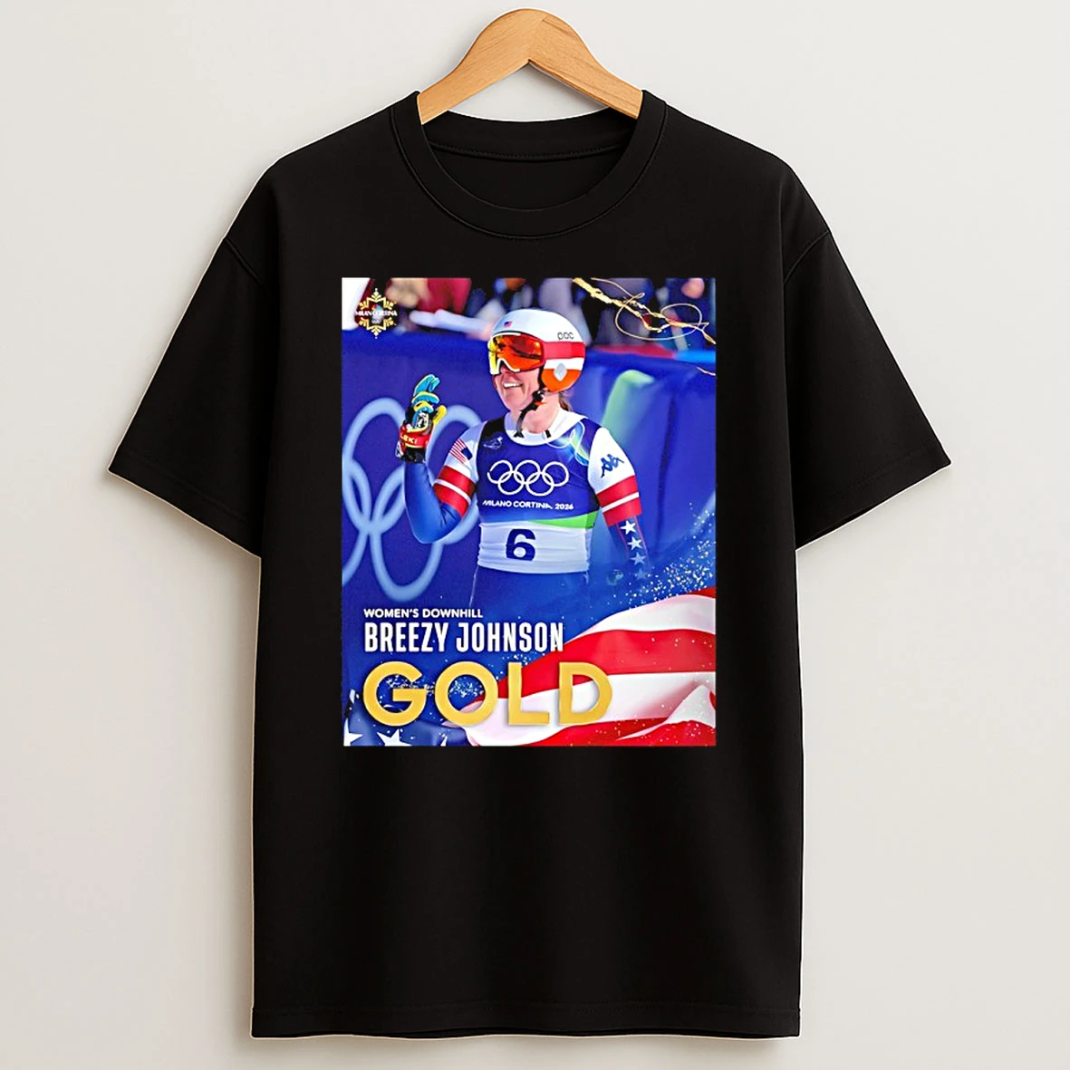 Winter Olympics Womens Downhill Breezy Johnson Is Golden In Cortina 2026 Photo Shirts