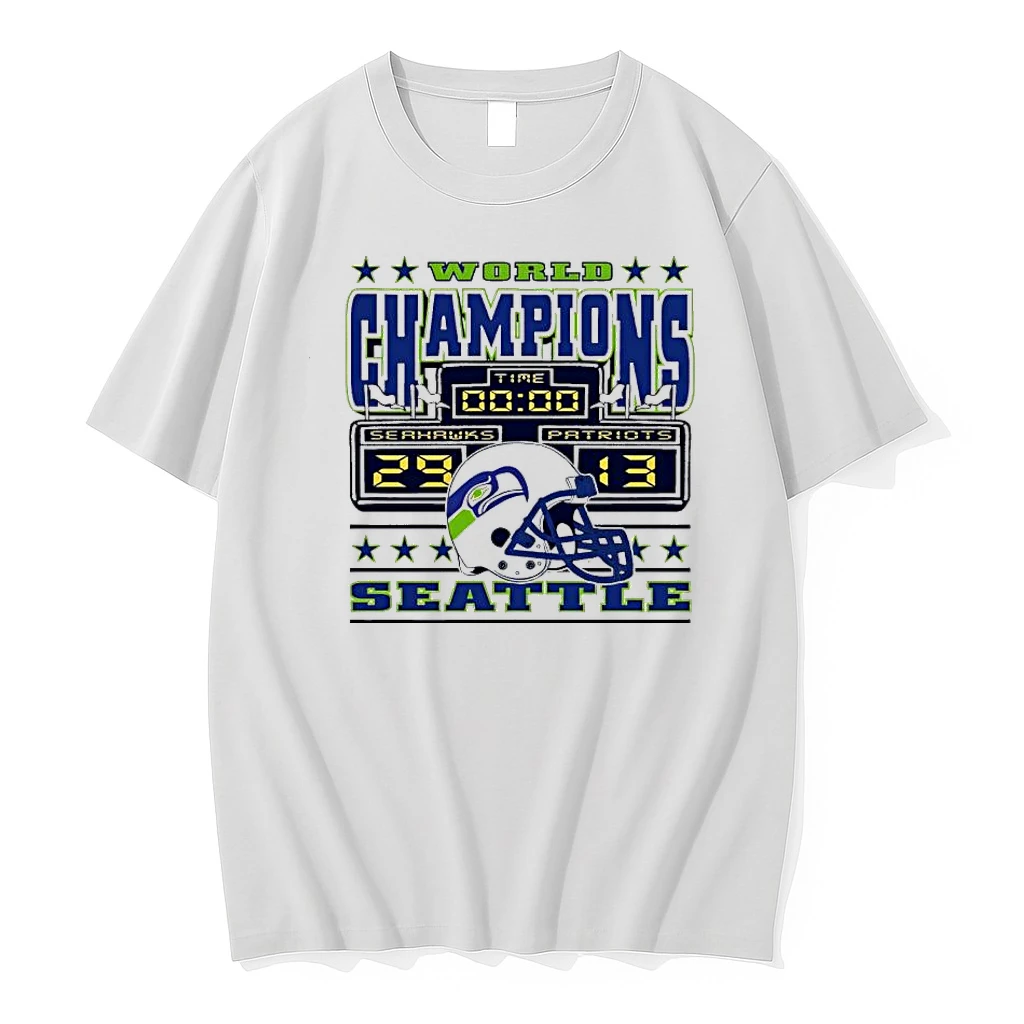 World Champions Seattle Seahawks 29 Patriots 13 Scoreboard Helmet Shirts