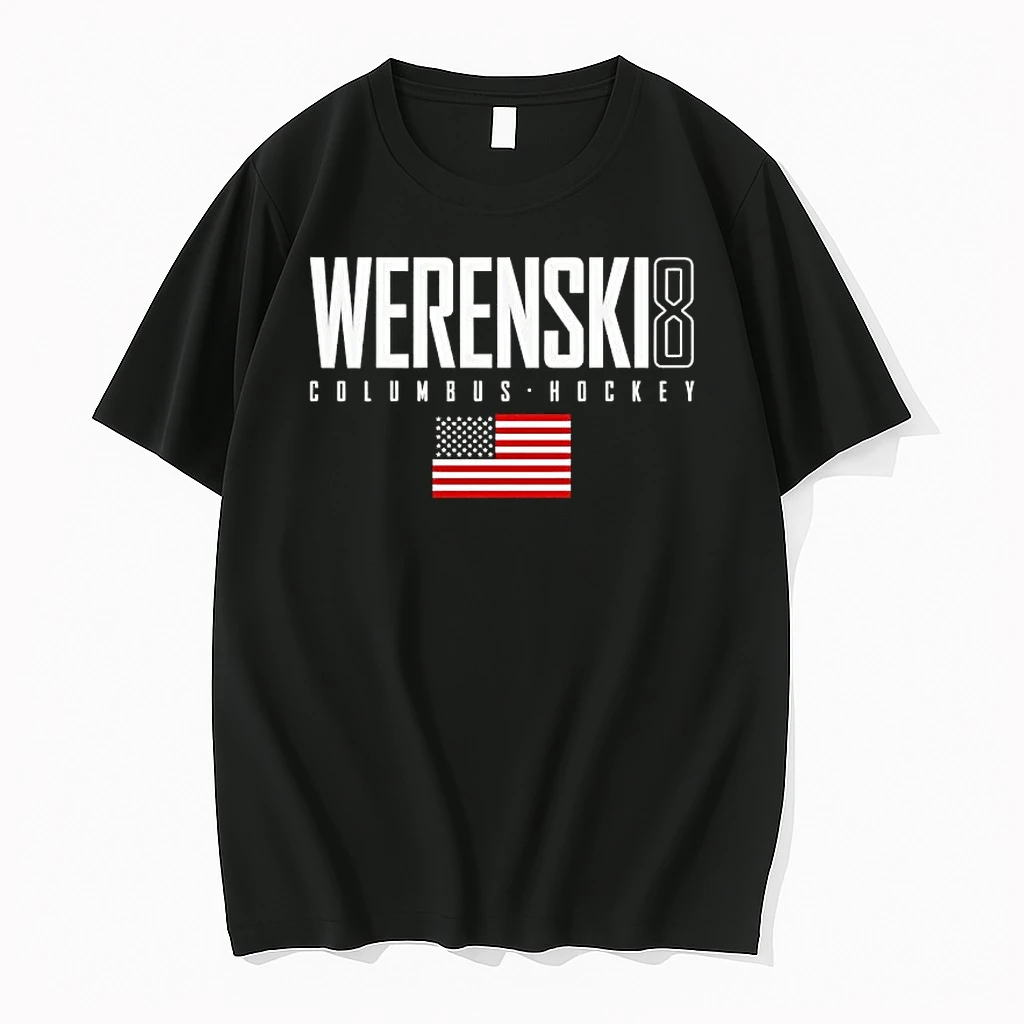 Zach Werenski Columbus 8 Usa Flag Elite Shirts