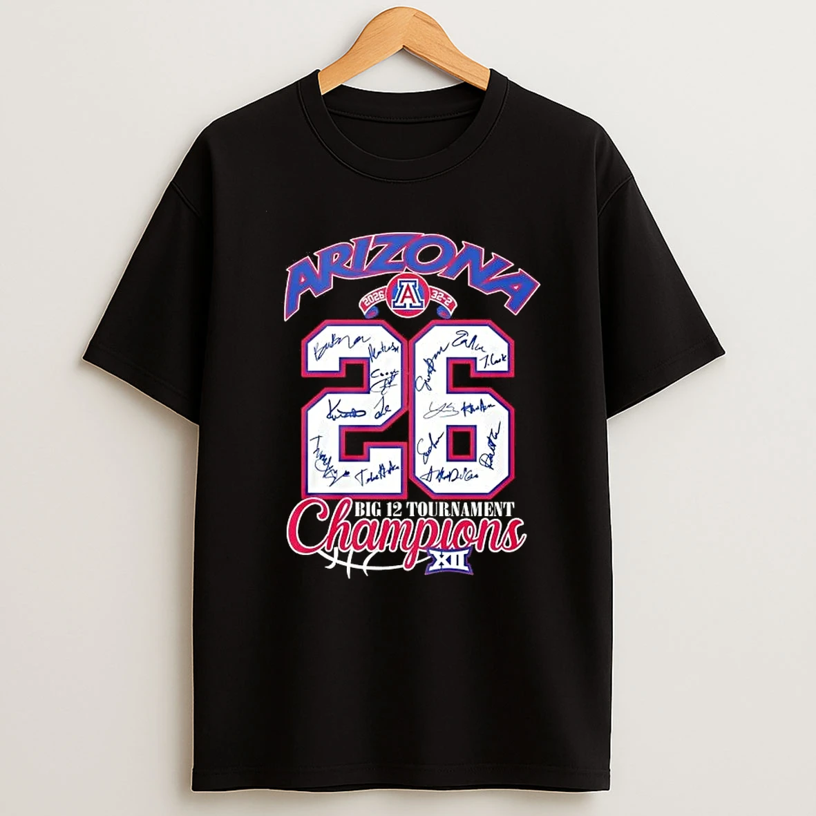 2026 32 2 Arizona Wildcats Big 12 Tournament Champions All Signatures Shirts