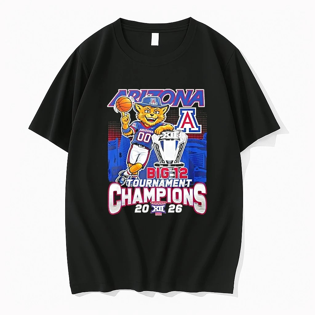 2026 Big 12 Tournament Champions Arizona Wildcats Mascot Skyline Shirts