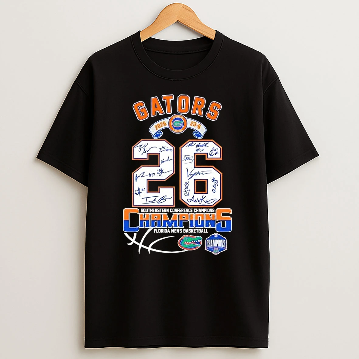 2026 Florida Gators Mens Basketball 23 6 Southeastern Conference Champions All Signatures Shirts