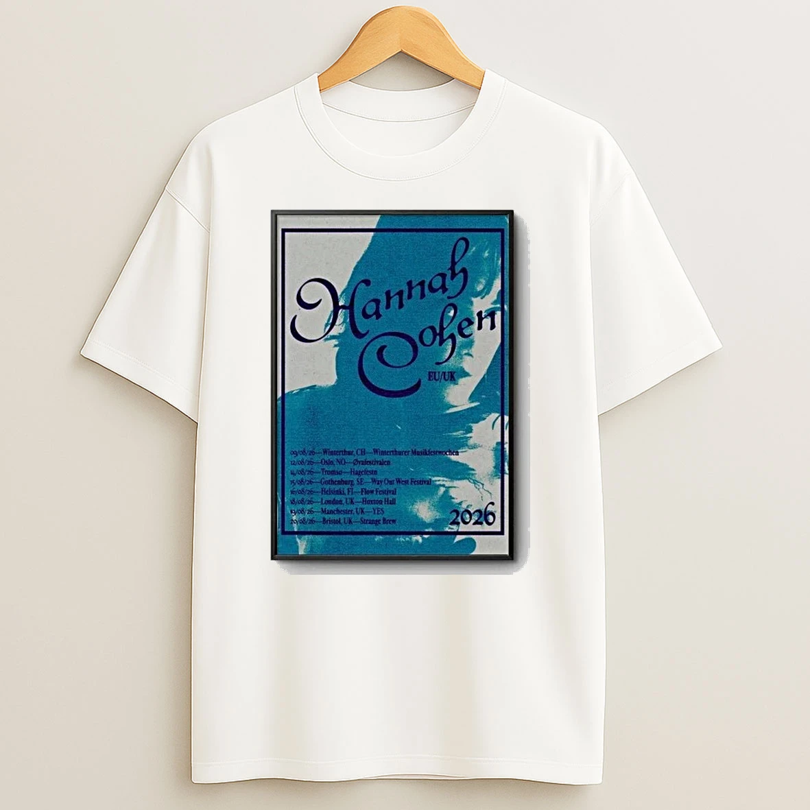 2026 Hannah Cohen European United Kingdom Tour 2026 Shirts