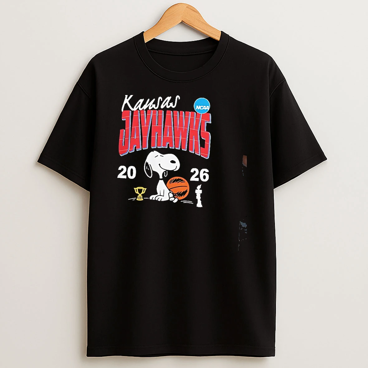 2026 Kansas Jayhawks March Madness Snoopy Basketball Graphic Shirts