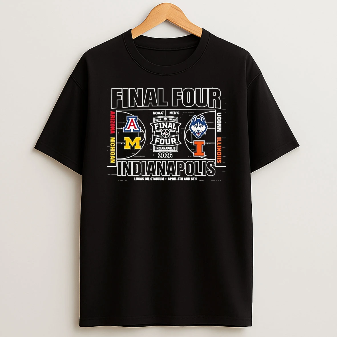 2026 Mens Basketball Final Four 4 Team Court Shirts