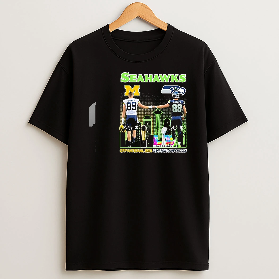 Aj Barner Michigan And Seahawks Cfp National And Super Bowl Champions Shirts