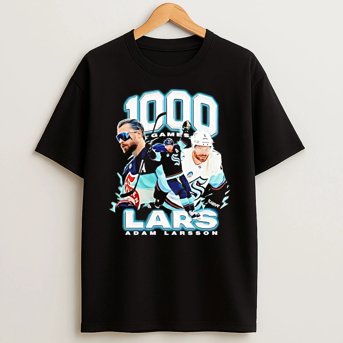 Adam Larsson Seattle Kraken 1000 Games Nhl Signature Shirts