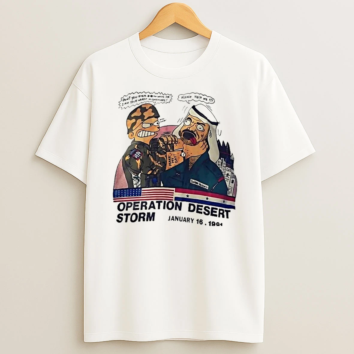 America Strangle Saddam Hussein Operation Desert Storm 1991 Tee Shirts
