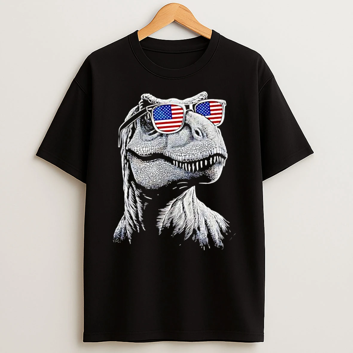 American Flag Sunglasses T Rex Dinosaur Patriotic Head Shirts