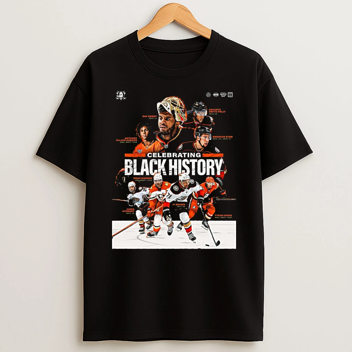 Anaheim Ducks Celebrating Black History Ray Emery Devante Smith Pelly Anthony Allain Samake Shirts