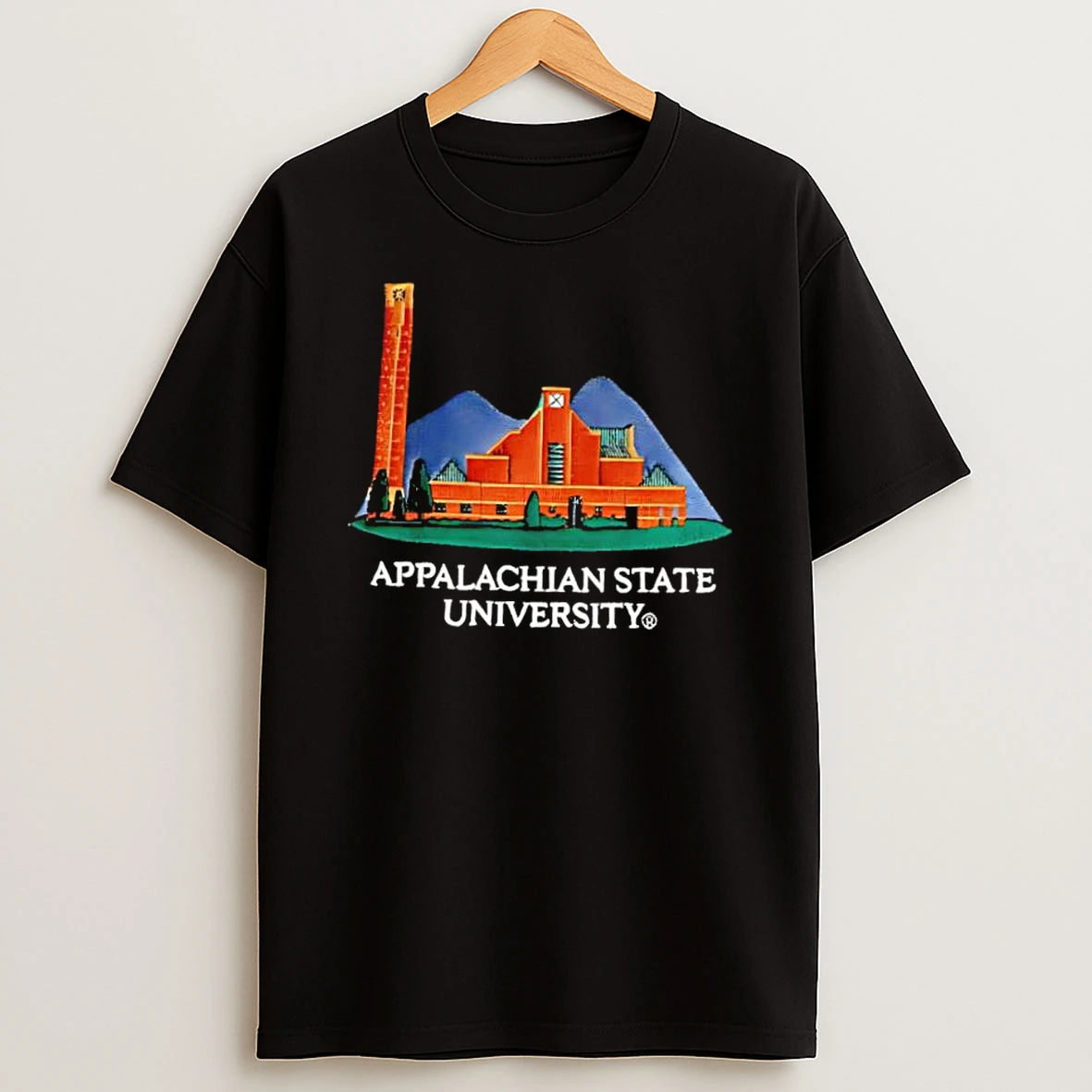 Appalachian State University Mountain Building Campus Landmark Shirts