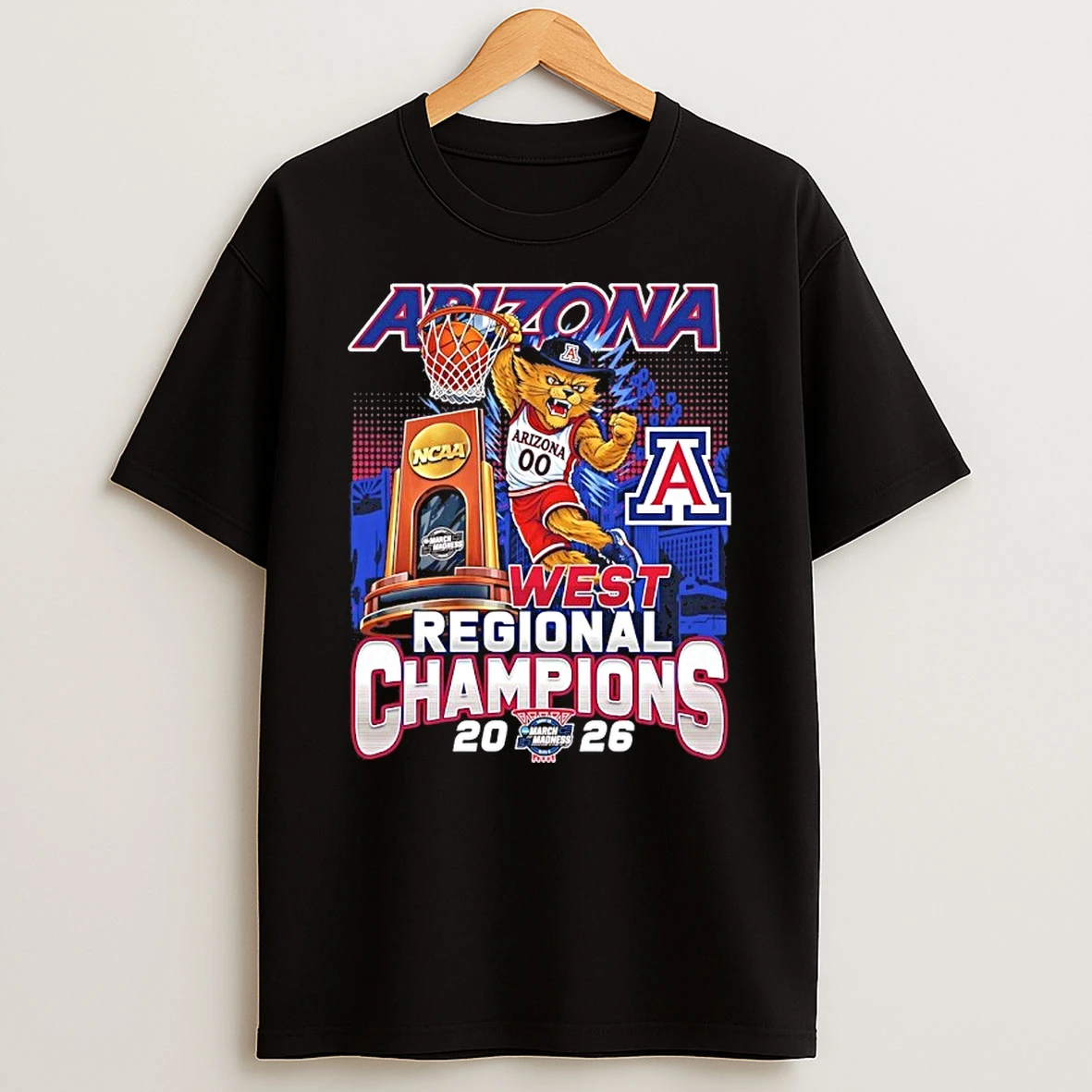 Arizona Wildcats 2026 West Regional Champions Mascot Trophy Shirts