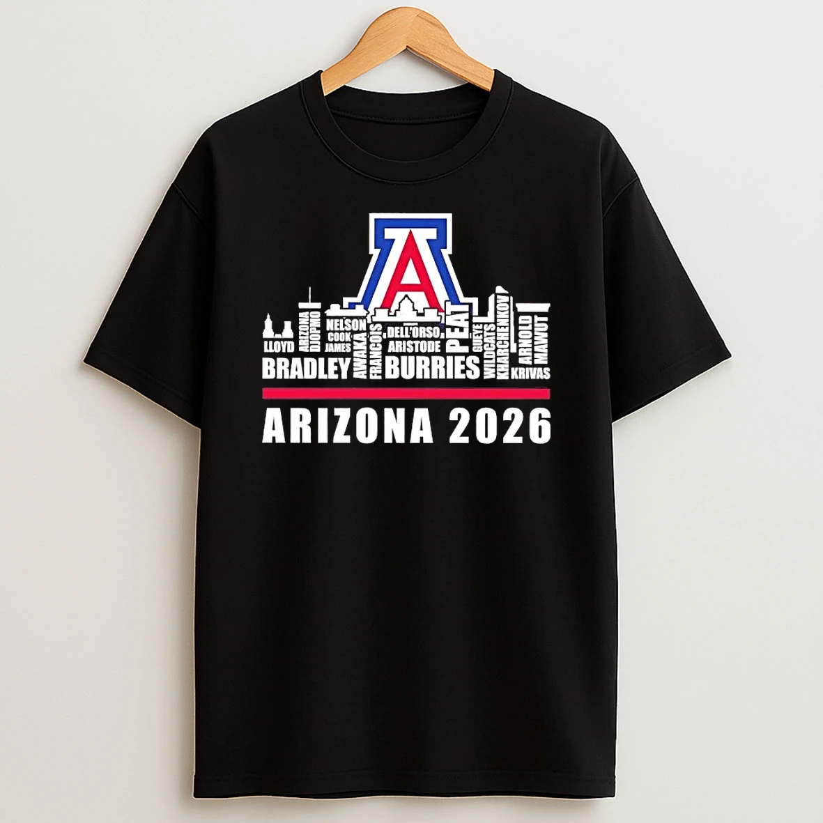 Arizona Wildcats 2026 Players Names City Skyline Tee Shirts