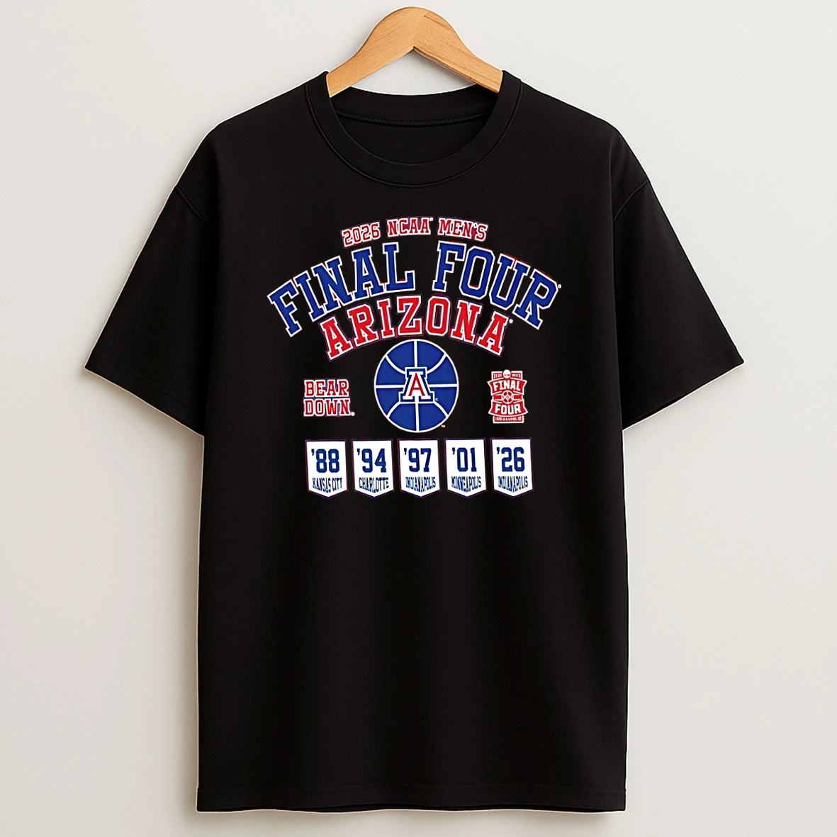 Arizona Wildcats Mens Basketball Final Four 5th Appearance Bear Down Shirts