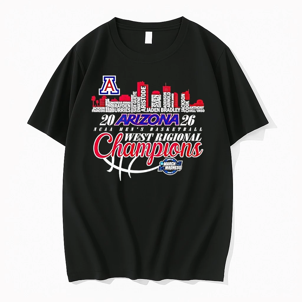 Arizona Wildcats Ncaa Mens Basketball 2026 West Regional Champions Skyline City Shirts