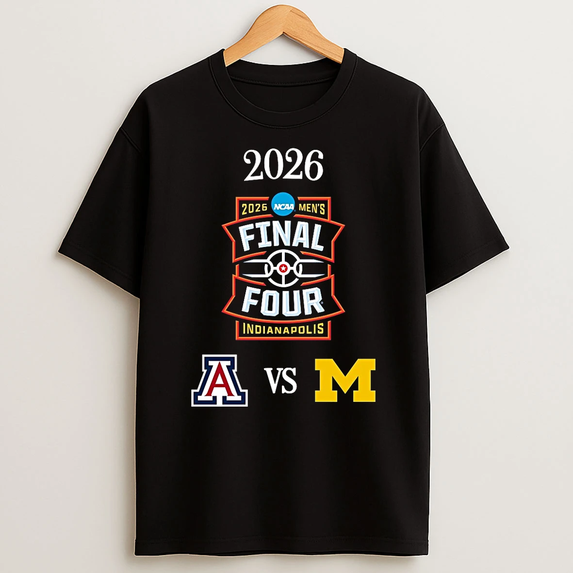 Arizona Wildcats Vs Michigan Wolverines 2026 Ncaa Final Four Indianapolis Logos Shirts