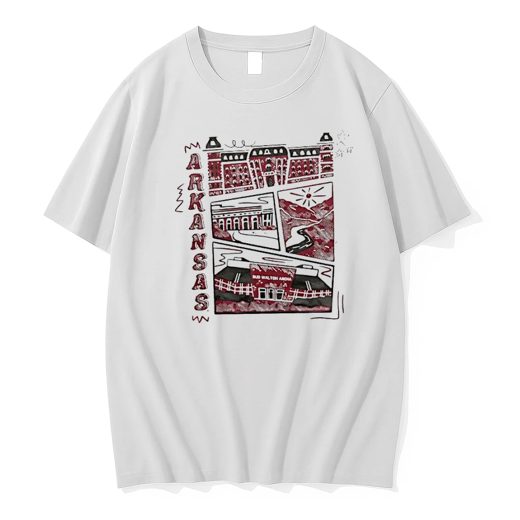 Arkansas Bud Walton Arena And Razorback Campus Buildings Sketch Shirts