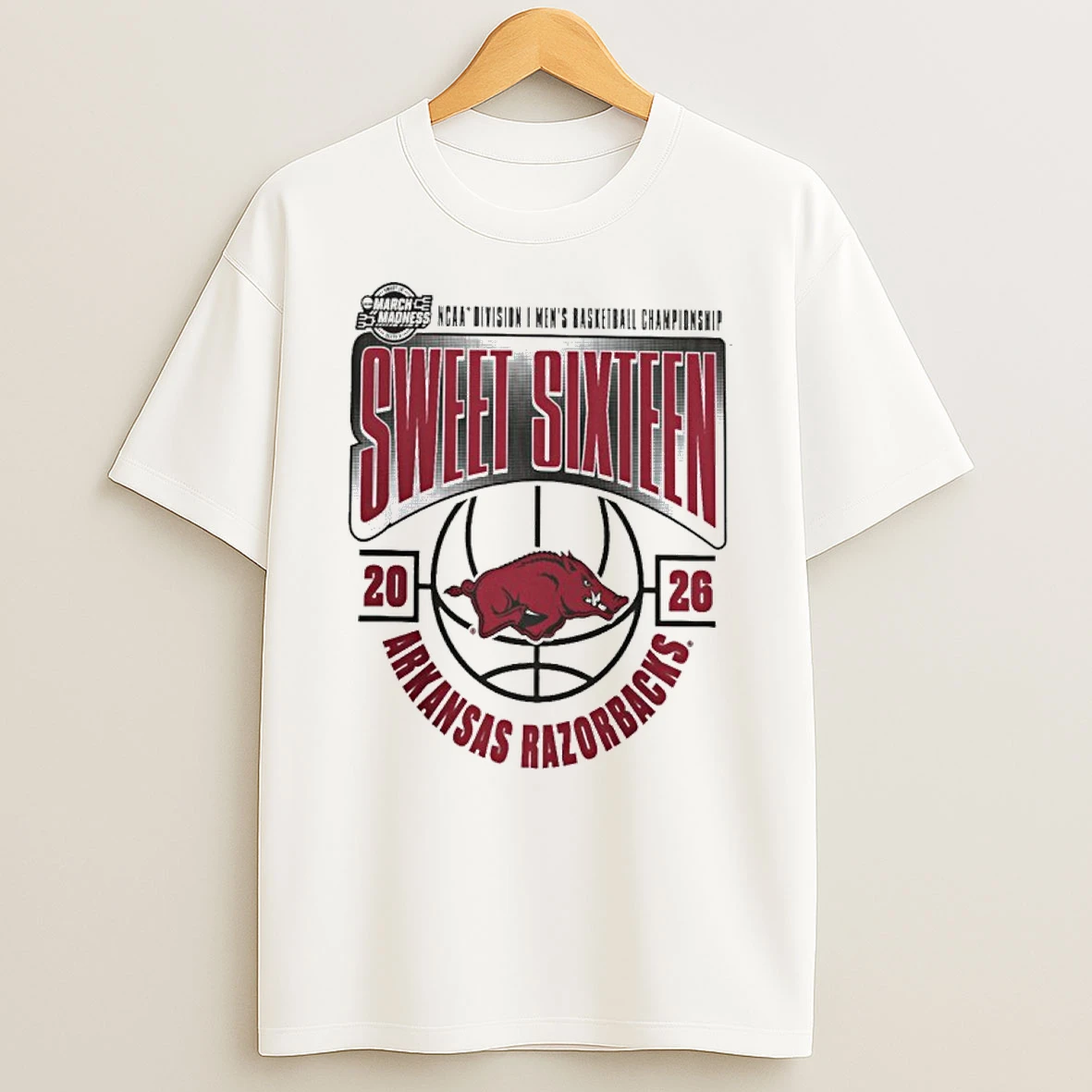 Arkansas Razorbacks 2026 Ncaa Mens Basketball Tournament March Madness Sweet 16 Shirts