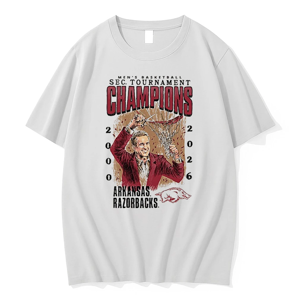 Arkansas Razorbacks Coach Cal Mens Basketball Sec Tournament Champions 2026 Shirts